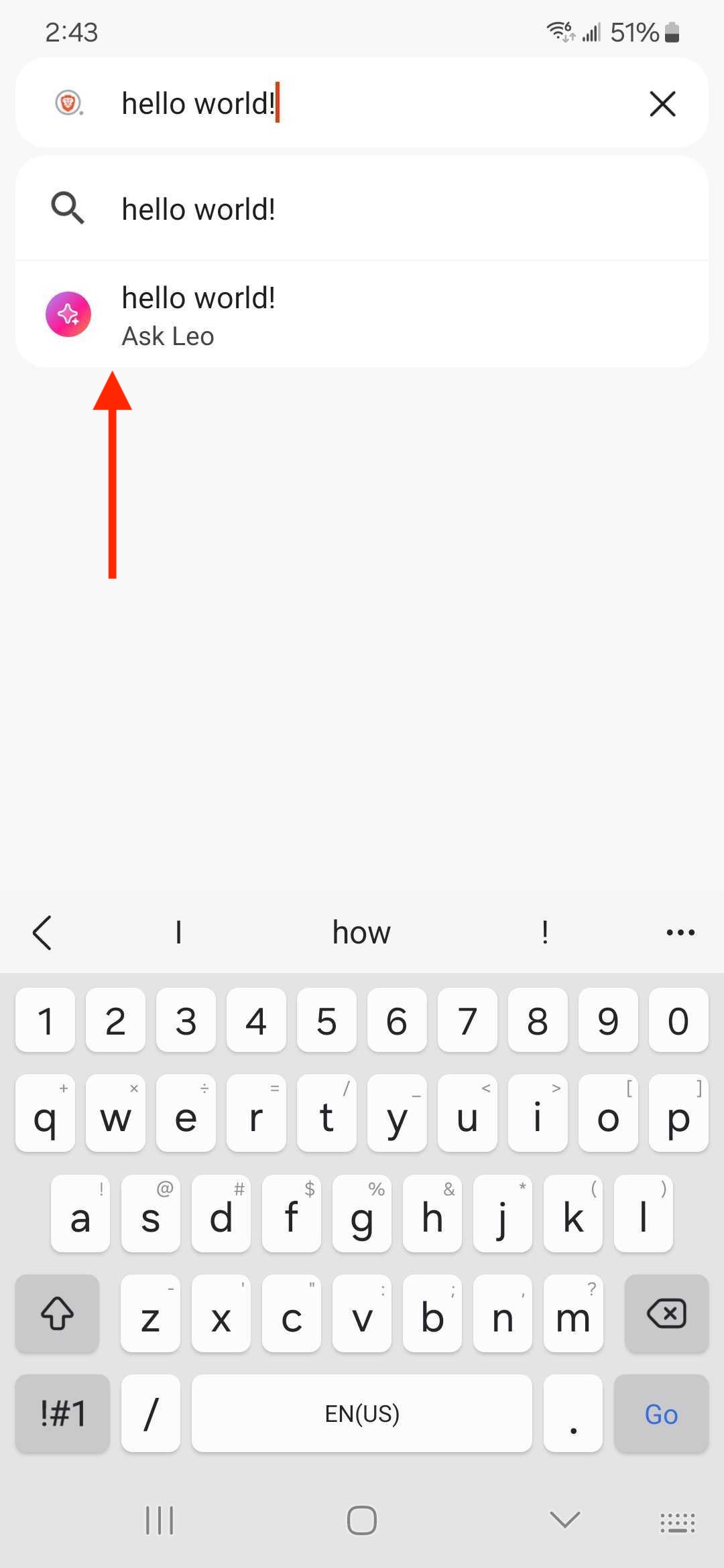 Adressleiste von Leo (Android)