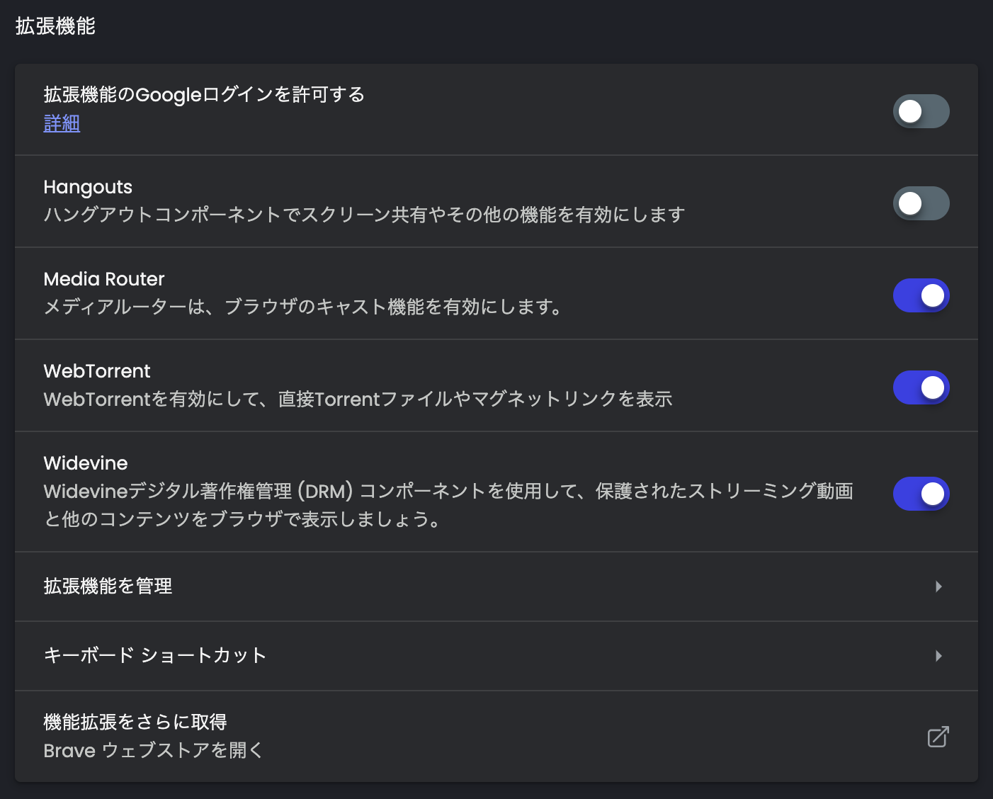 Braveにデフォルトで搭載されている拡張機能 – 日本語ヘルプセンター